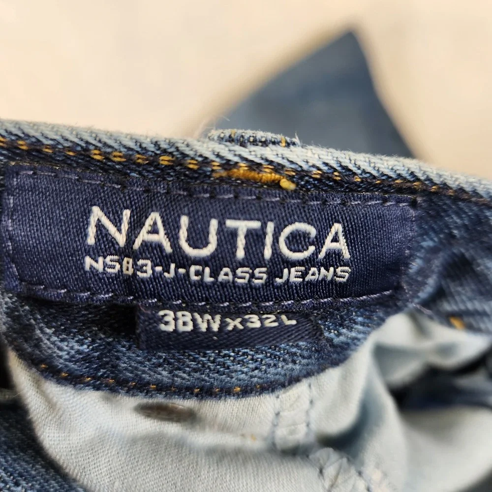 Nautica NS83 J-Class Mens Jeans 38x32 Medium Wash Straight‎ Leg Denim Blue